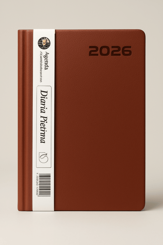 Agenda diaria Pielina 2026 tapa dura en imitación cuero color marrón - Officemate