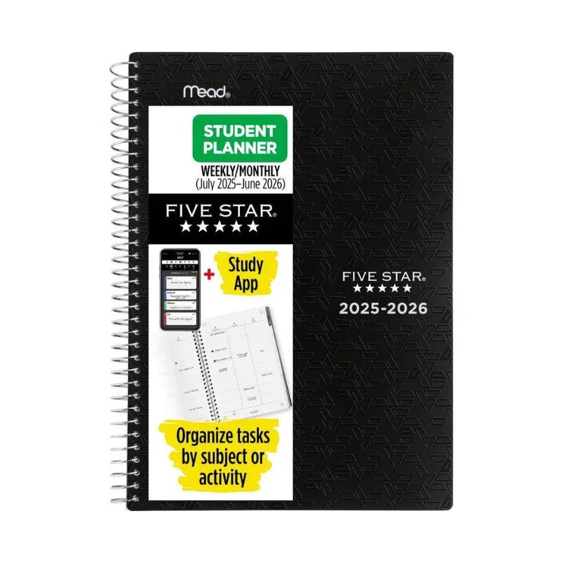 Agenda escolar Five Star 2025-2026 con vista semanal y mensual, resistente y práctica - Officemate