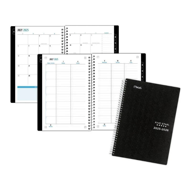 Agenda escolar Five Star 2025-2026 con vista semanal y mensual, resistente y práctica - Officemate