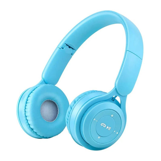 Auriculares Bluetooth Macaron para niños, color azul, con micrófono y diadema ajustable. Officemate