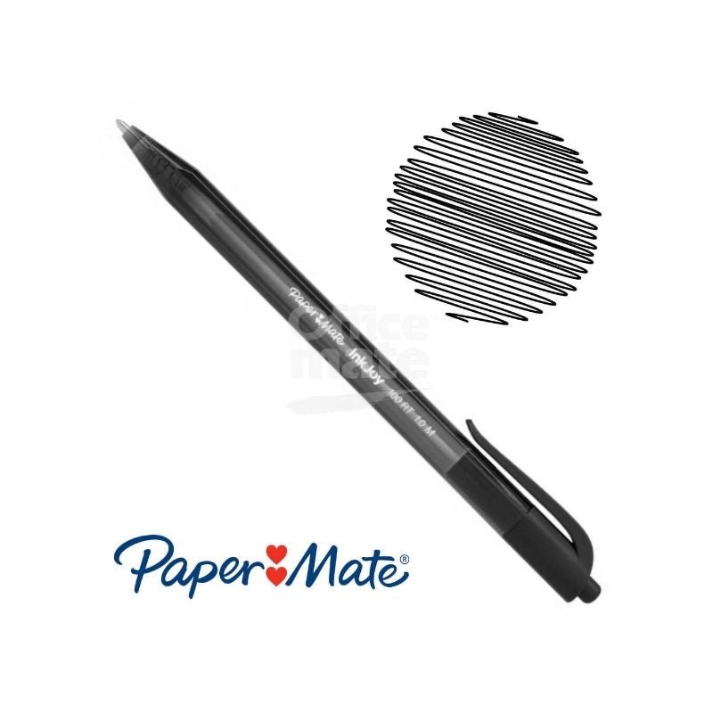 Set de 20 bolígrafos retráctiles InkJoy 100 RT de Paper Mate, tinta negra.