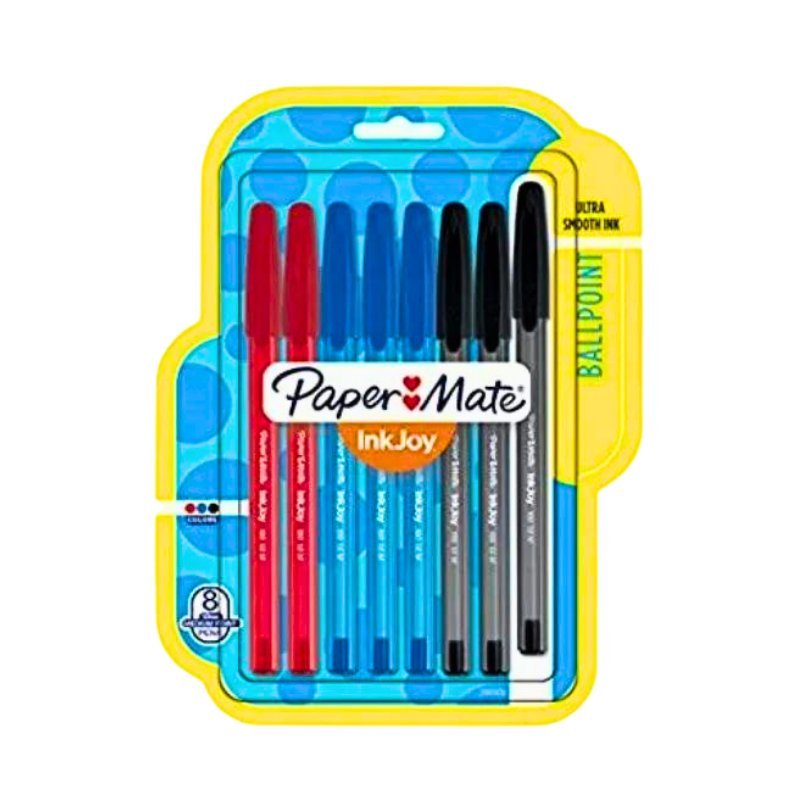 Bolígrafos InkJoy 100 en colores surtidos (paquete de 8) de Paper Mate.