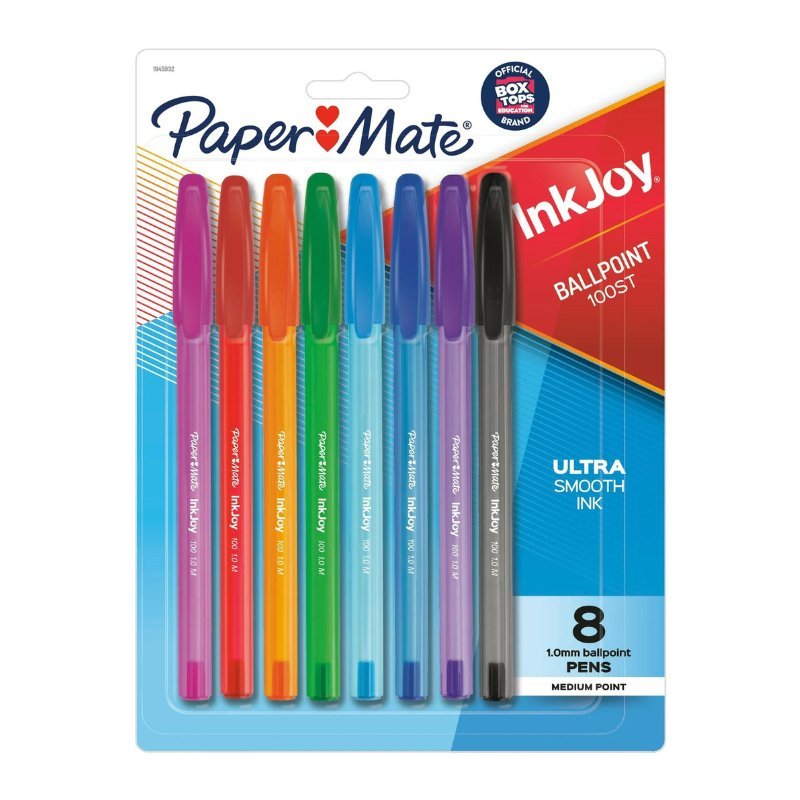 Set de 8 bolígrafos InkJoy 100ST en colores surtidos de Paper Mate. Officemate
