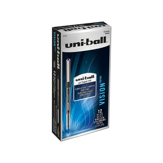Set de 12 bolígrafos ONYX Micro 0.5 mm de Uni-ball en color azul.