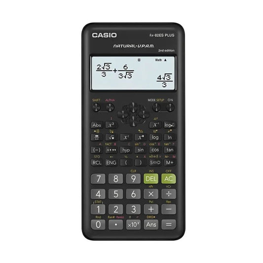 Calculadora científica Casio FX-82ES Plus 2da Edición negra. Perfecta para cálculos avanzados y funciones científicas.