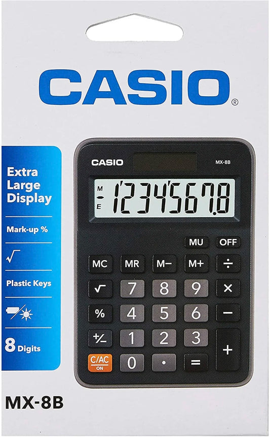 Calculadora de escritorio Casio MX-8B con pantalla de 8 dígitos y doble alimentación Officemate