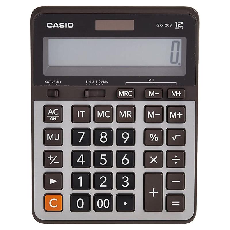 Calculadora de mesa Casio GX-120B con energía solar, pila de respaldo y pantalla de 12 dígitos. Officemate