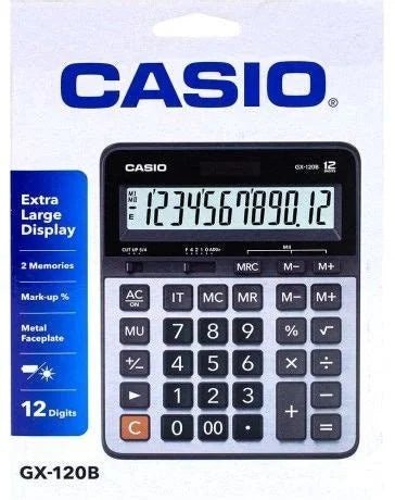 Calculadora de mesa Casio GX-120B con energía solar, pila de respaldo y pantalla de 12 dígitos. Officemate