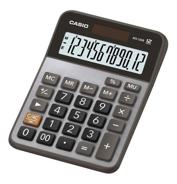 Calculadora de mesa Casio GX-120B con energía solar, pila de respaldo y pantalla de 12 dígitos. Officemate
