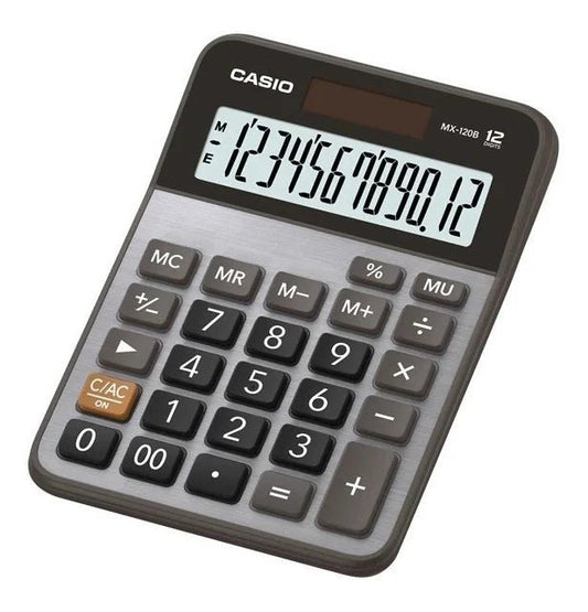 Calculadora de mesa Casio GX-120B con energía solar, pila de respaldo y pantalla de 12 dígitos. Officemate