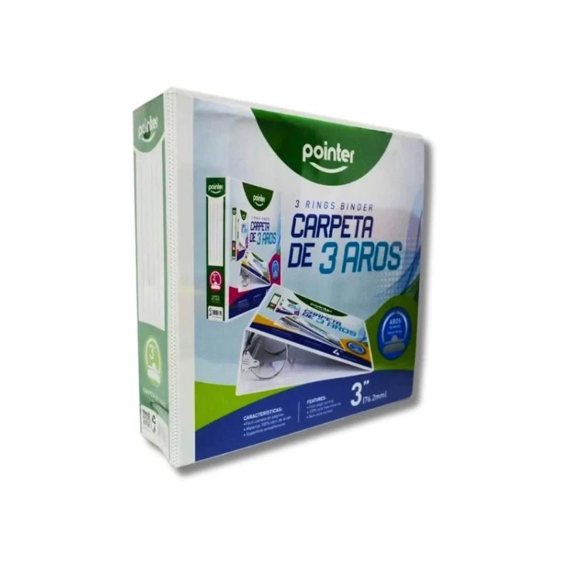 Carpeta 3" con Plástico Frontal Blanca - Pointer