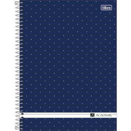 Cuaderno Tilibra Académie azul marino con puntos blancos, portada con espiral