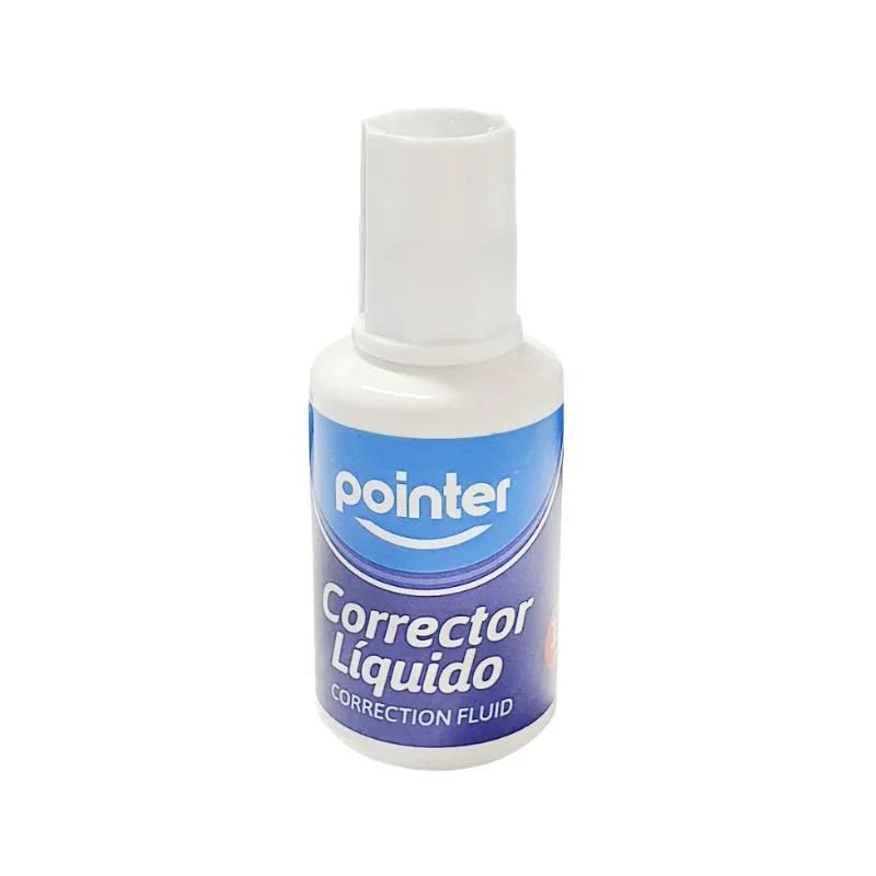 Corrector líquido Pointer de 18 ml con brocha de precisión y secado rápido. Ideal para oficina y escuela. ¡Disponible en Officemate!