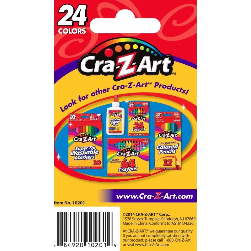 Caja de 24 crayones Cra-Z-Art con colores intensos y textura suave, ideales para la escuela y el hogar. ¡Disponible en Officemate!