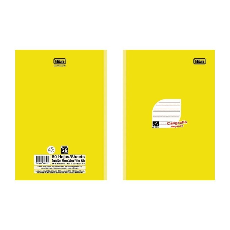 Cuaderno de caligrafía rayado Tilibra 160 páginas, diseño resistente y colores vibrantes. Disponible en Officemate.