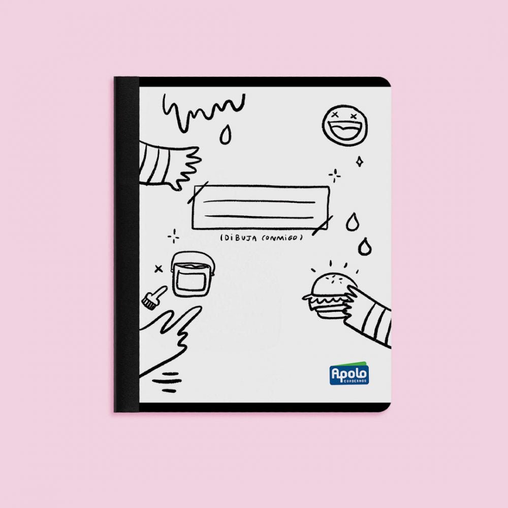 Cuaderno de dibujo cosido Apolo con portada blanca de dibujos a línea