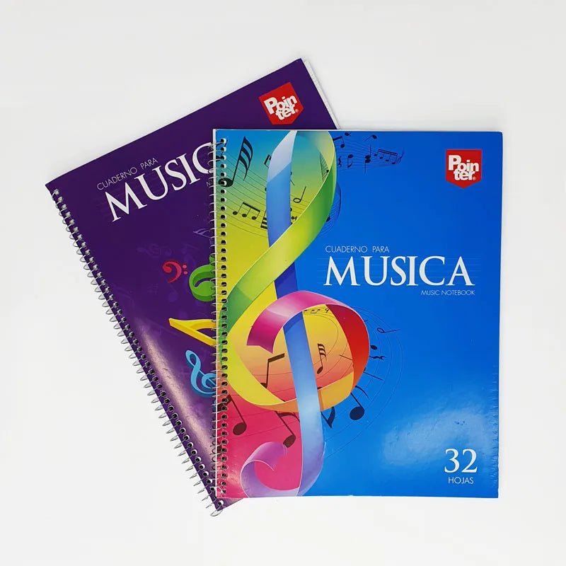 Cuaderno pentagramado para música Pointer, ideal para estudiantes de solfeo