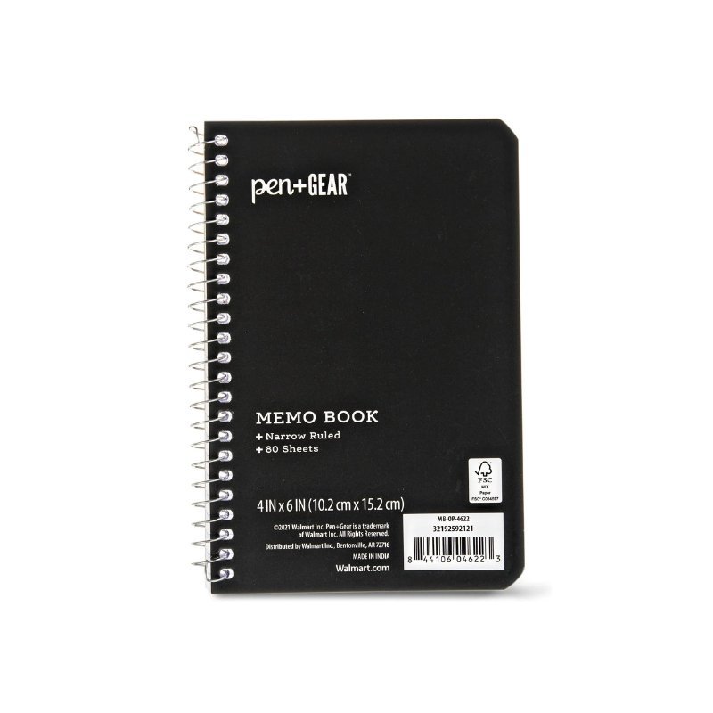 Cuaderno pequeño rayado 4x6 de 160 páginas Pen+Gear, ideal para notas rápidas.