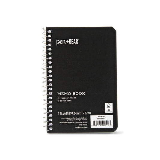 Cuaderno pequeño rayado 4x6 de 160 páginas Pen+Gear, ideal para notas rápidas.