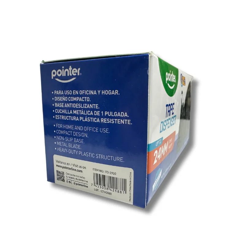 Dispensador de cinta 3/4" negro Pointer para escritorio - Officemate