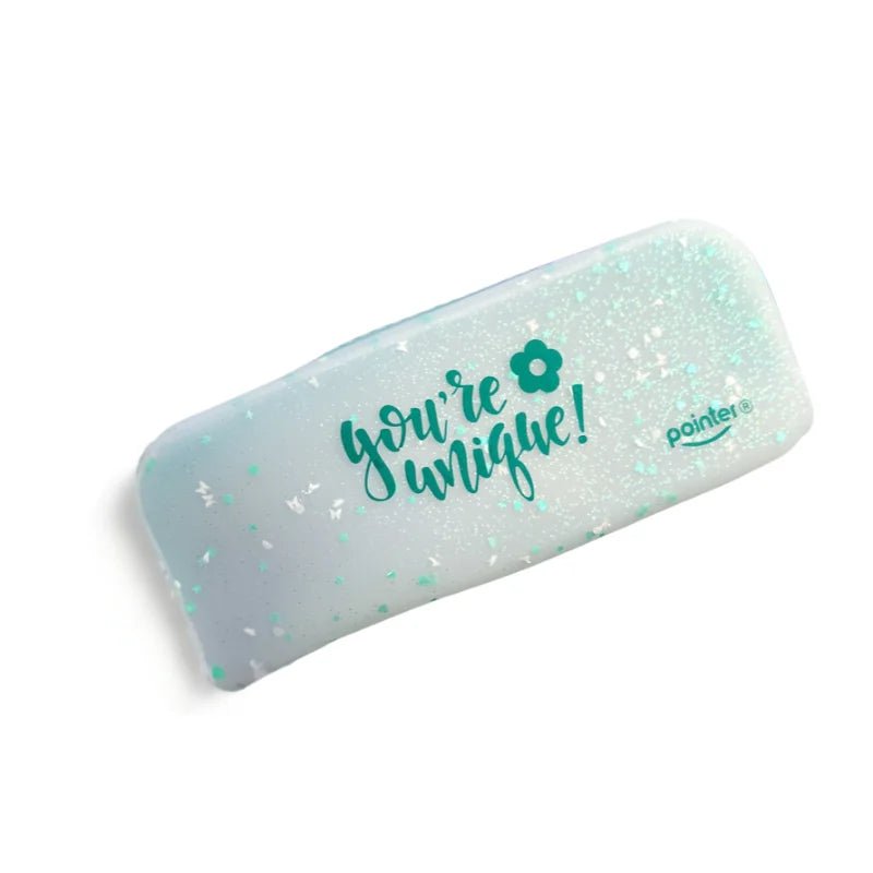 Estuche de silicón escolar Pointer con frases motivacionales y diseño con brillos - Officemate