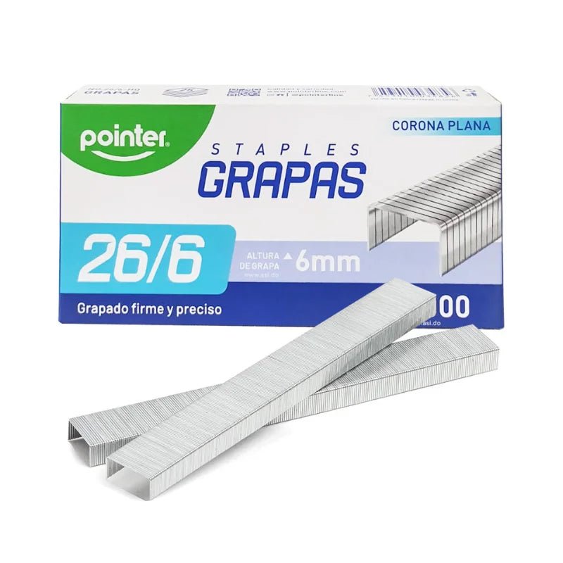 Grapas Pointer estándar 26/6 para engrapar hasta 25 hojas - Officemate