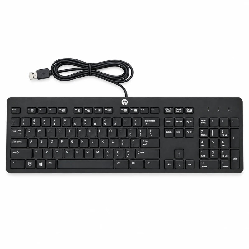 Teclado alámbrico HP KU-1469 USB Slim negro con teclado numérico