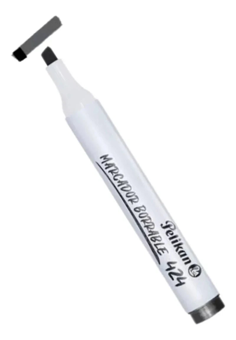 Marcador de pizarra negro Pelikan 424 con tinta de secado rápido y punta biselada, ideal para presentaciones. Officemate