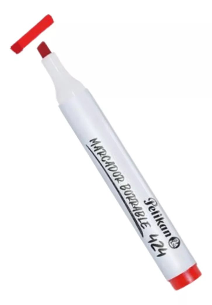 Marcador de pizarra rojo Pelikan 424 con tinta vibrante y secado rápido, ideal para destacar ideas clave.