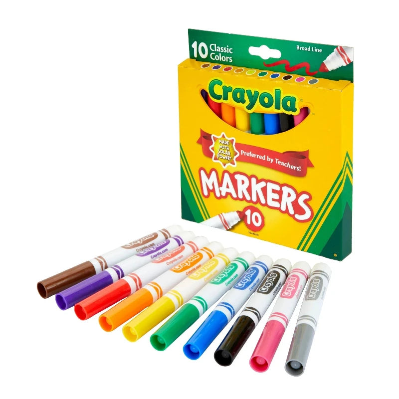 Set de 10 marcadores Crayola de punta gruesa en colores clásicos - Officemate