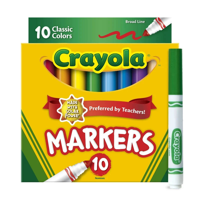 Set de 10 marcadores Crayola de punta gruesa en colores clásicos - Officemate