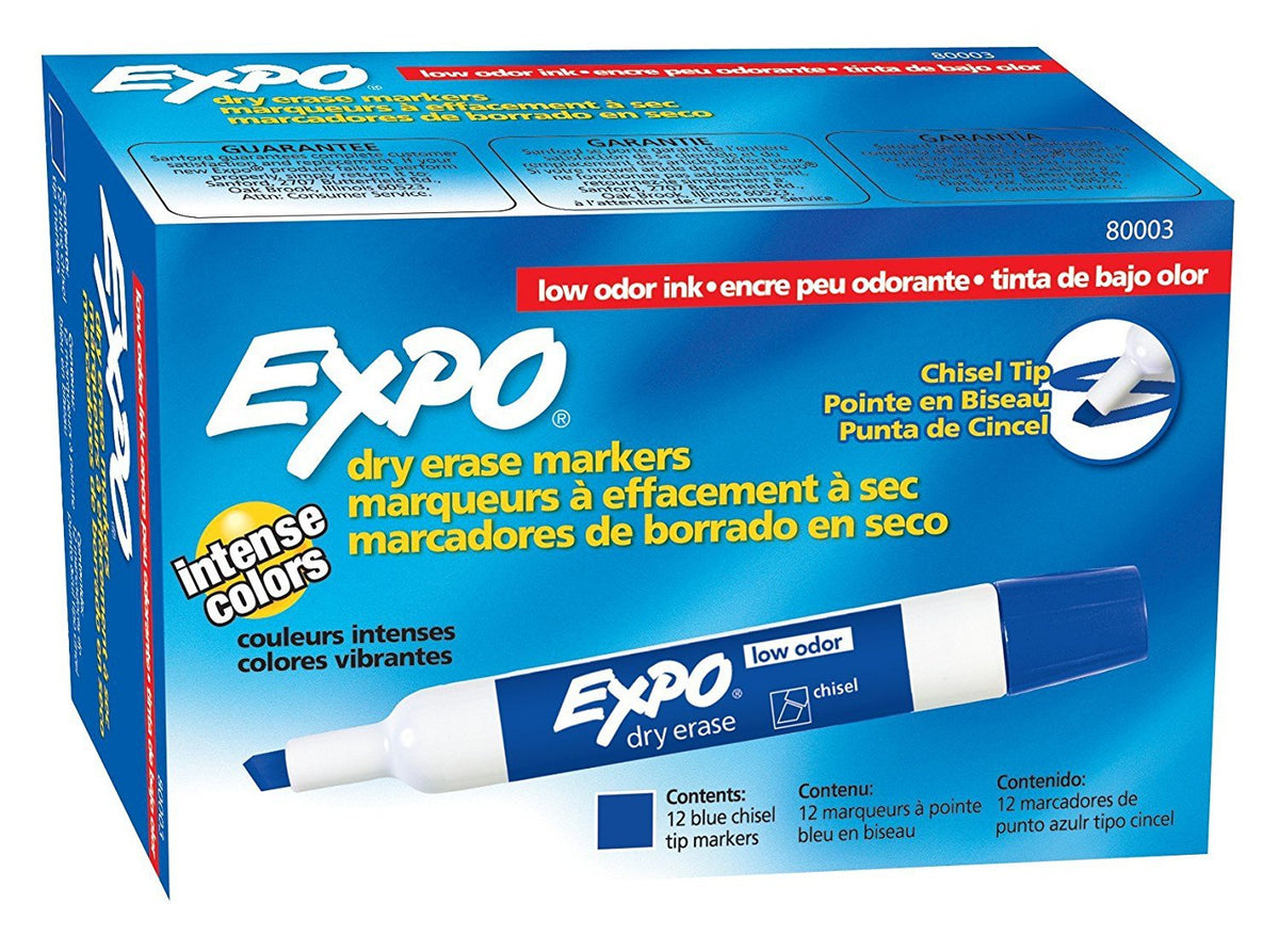 Marcadores para Pizarra Low Odor Azul 12/1 Expo