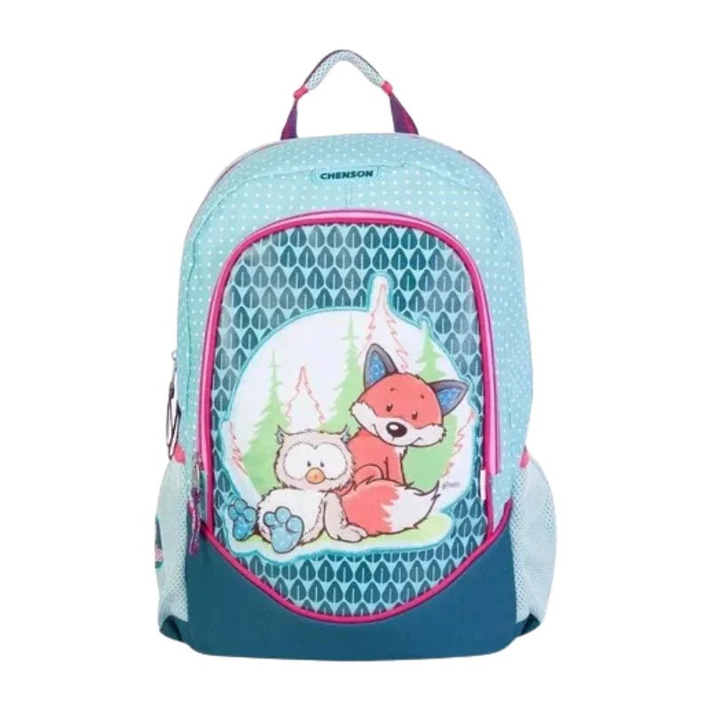 Mochila azul grande con diseño de zorro y búho para niños - Chenson Officemate