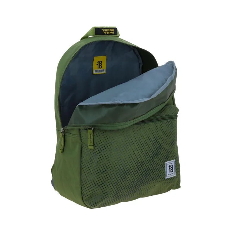 Mochila verde militar escolar modelo 1818 Chenson disponible en Officemate