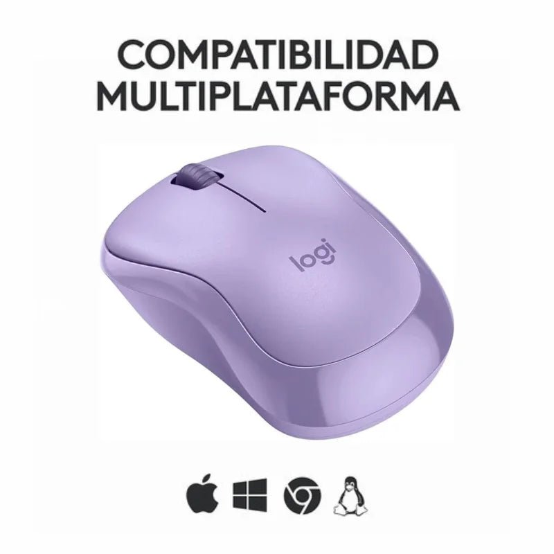 Mouse inalámbrico Logitech M220 en color lavanda, con clics silenciosos y diseño compacto. Disponible en Officemate.