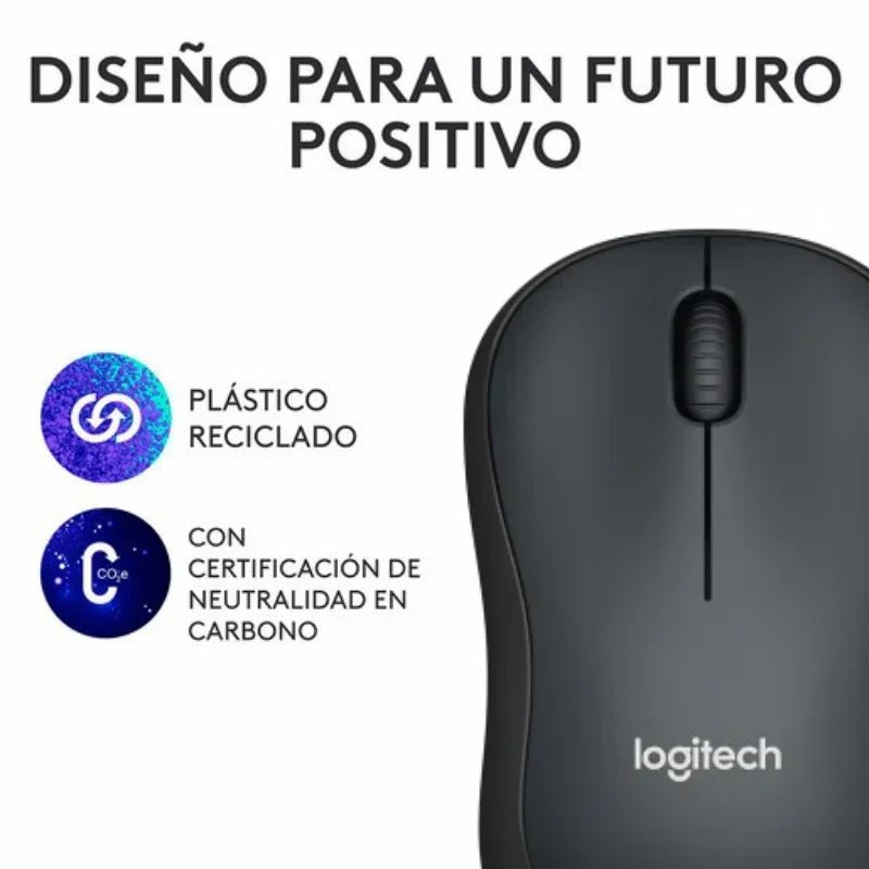 Mouse inalámbrico Logitech M220 negro, con clics silenciosos, diseño ergonómico y batería de 18 meses. ¡Disponible en Officemate!