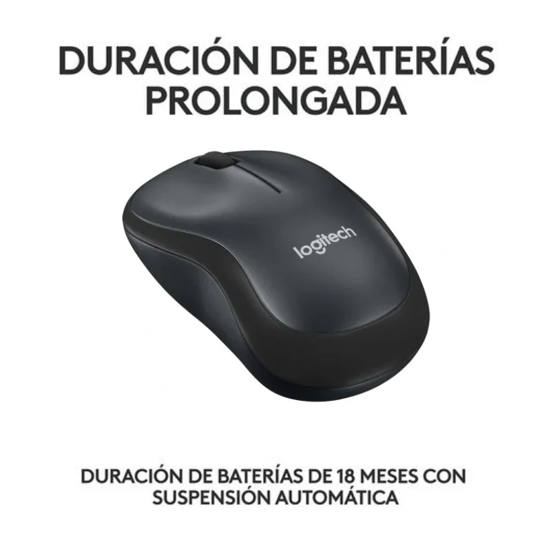Mouse inalámbrico Logitech M220 negro, con clics silenciosos, diseño ergonómico y batería de 18 meses. ¡Disponible en Officemate!