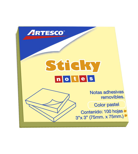 Notas adhesivas (3x3) amarillo, 200 hojas, Artesco