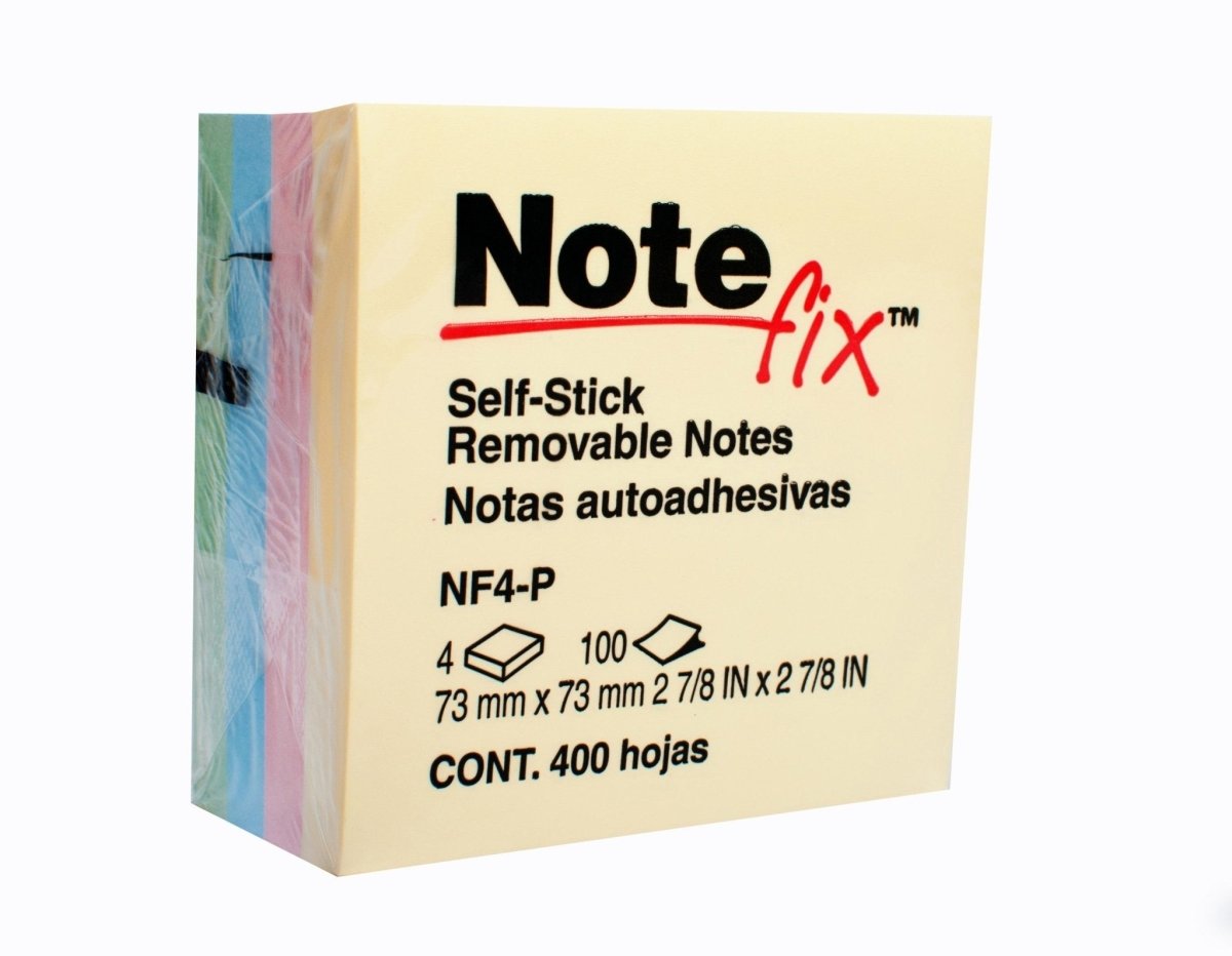 Notas adhesivas Note Fix 3M de 3x3 pulgadas en 4 colores pastel, ideales para notas y organización - Officemate