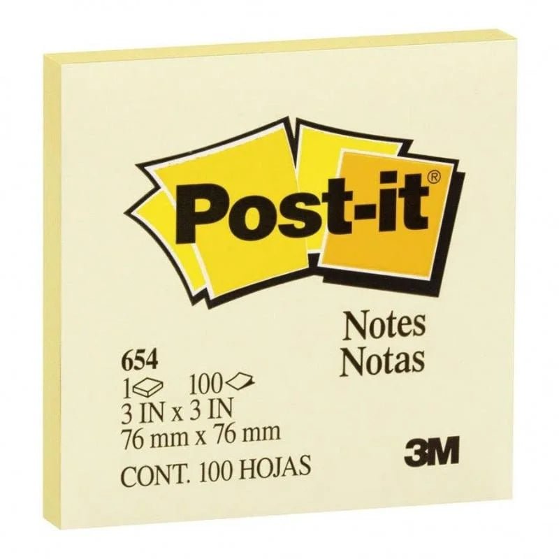 Notas Adhesivas Post-it 3 x 3 Amarillo, 100 hojas, ideales para oficina, hogar y escuela. Officemate