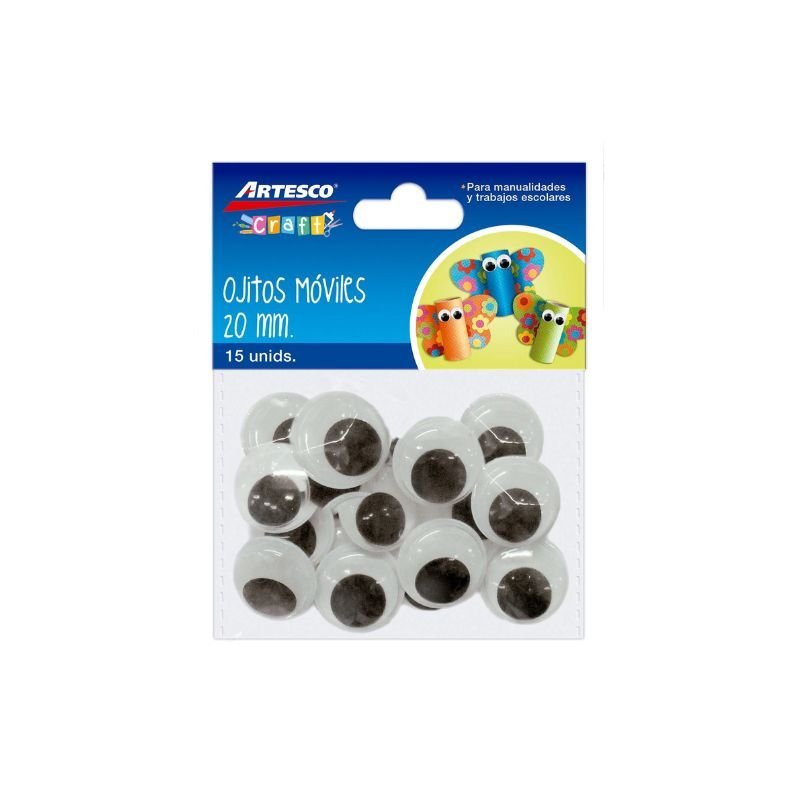 Ojitos Móviles de 20 mm, blister con 15 unidades de Artesco, ideales para manualidades y decoración - Officemate