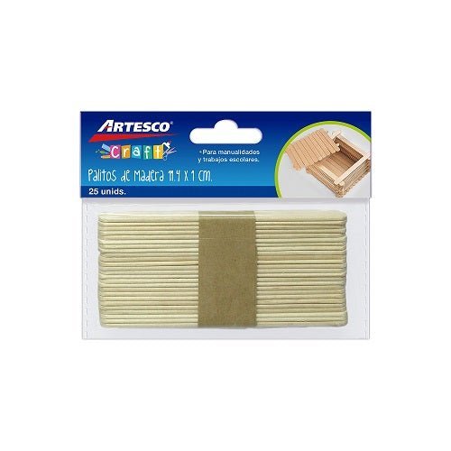 Palitos de Madera 11.4 x 1 cm de Artesco, colores surtidos para manualidades y proyectos creativos