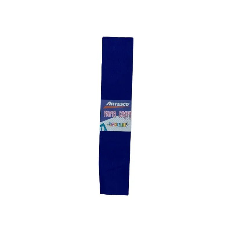 Papel crepé azul oscuro de 50x200 cm, ideal para manualidades y decoraciones. ¡Disponible en Officemate!