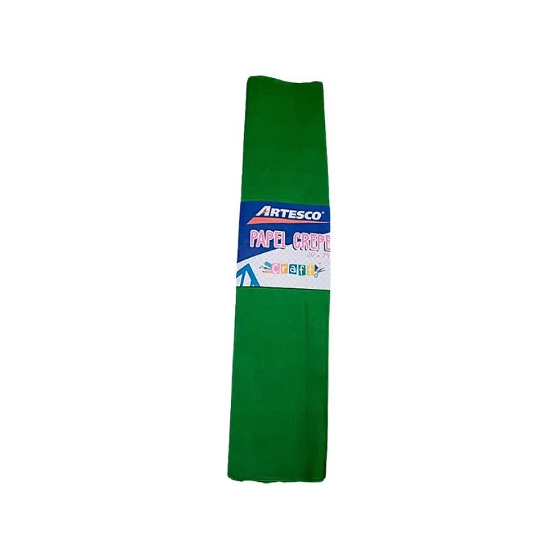 Rollo de papel crepé verde oscuro Artesco, ideal para manualidades y decoraciones. ¡Encuéntralo en Officemate!