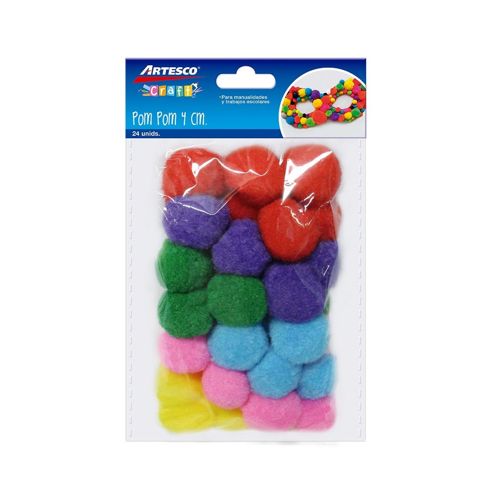 Pom pom 4cm 24/1 surtidos Bl, Artesco