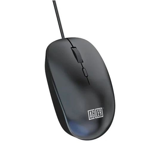 Ratón Óptico 3D USB negro de Agiler, ergonómico y preciso, compatible con Windows, Linux y Mac. Ideal para todo entorno.