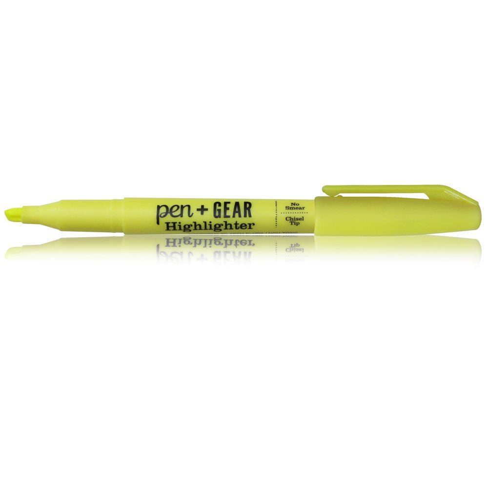 Resaltador amarillo fluorescente y punta de cincel, 5 ud, Pocket Pen + Gear