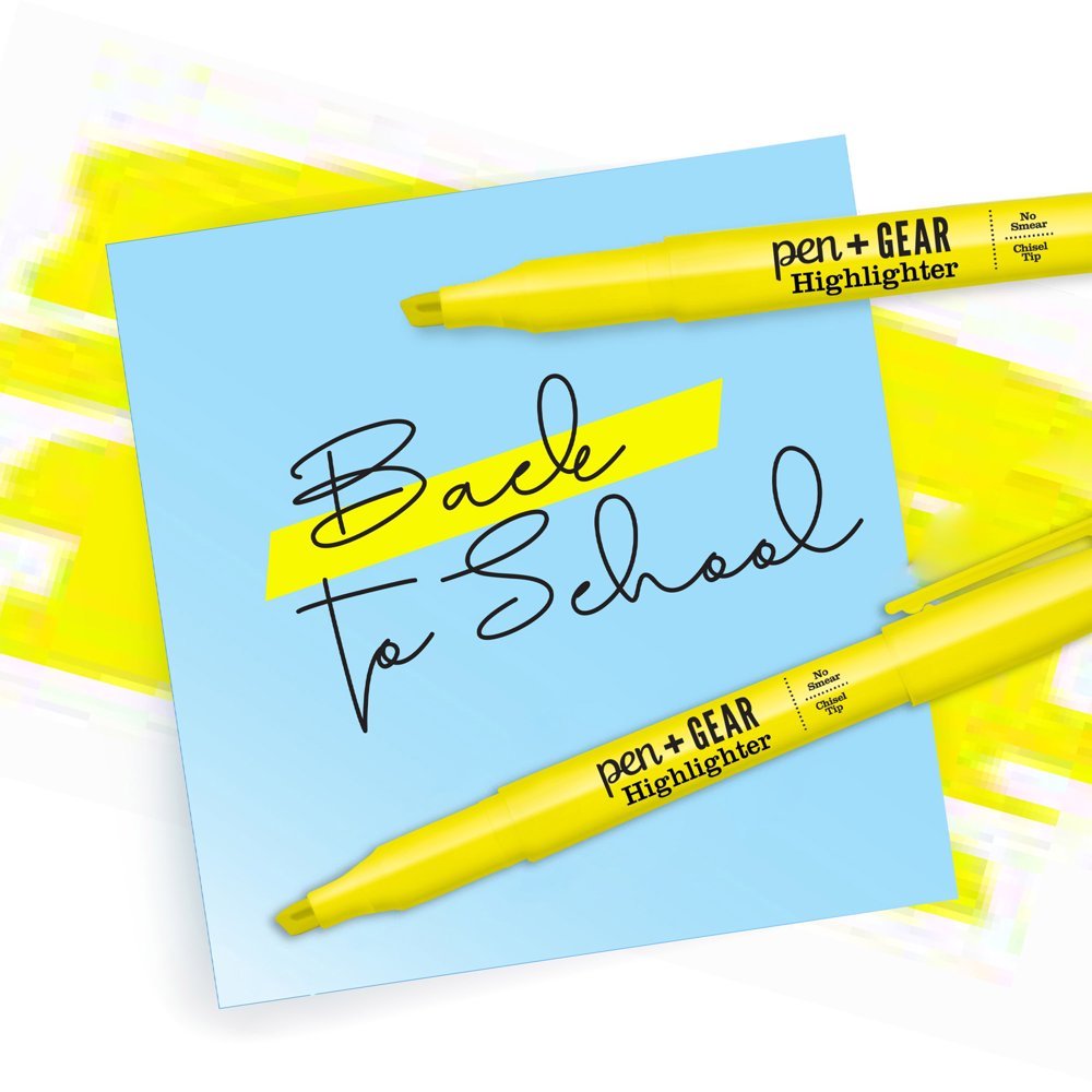 Resaltador amarillo fluorescente y punta de cincel, 5 ud, Pocket Pen + Gear