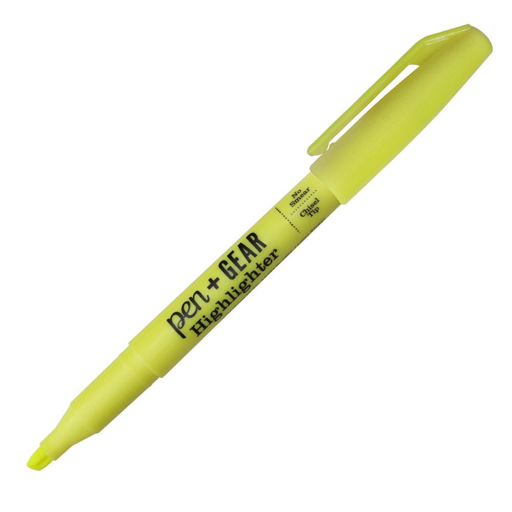 Resaltador amarillo fluorescente y punta de cincel, 5 ud, Pocket Pen + Gear