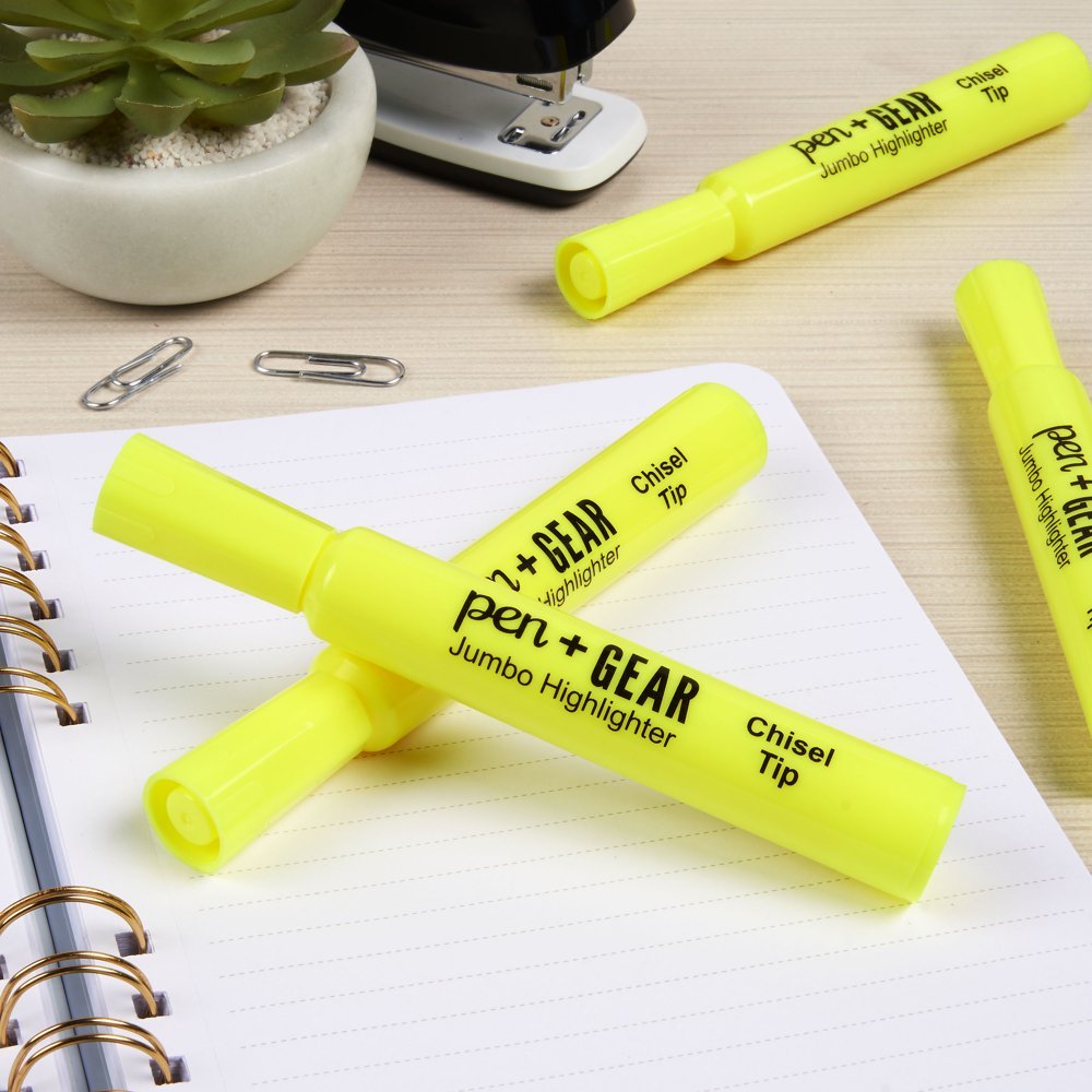 Resaltador Jumbo, amarillo fluorescente, 4 unidades, Pen + Gear